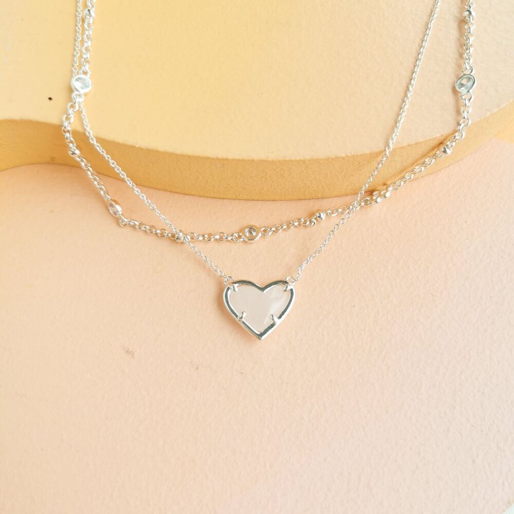 Alicia Bonnie - Love Rose Quartz Silver Necklace - NEW